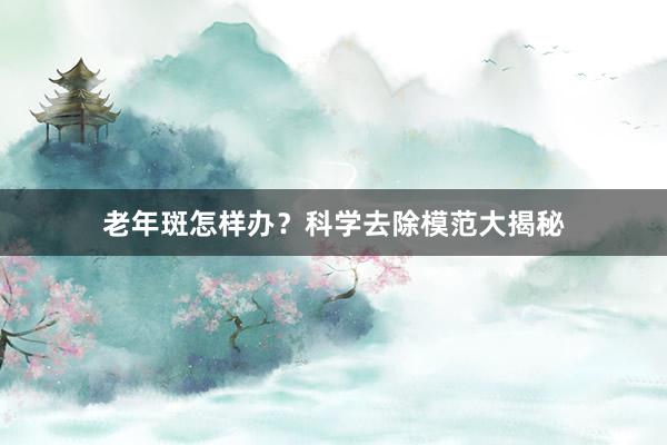 老年斑怎样办？科学去除模范大揭秘